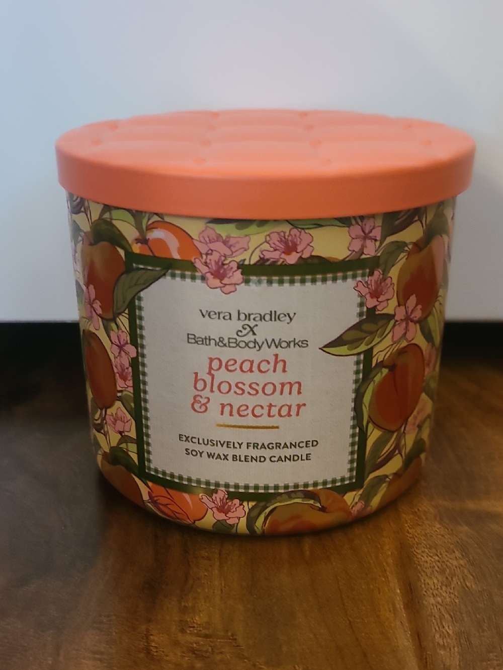 PEACH BLOSSOM & NECTAR 3 Wick Candle B&BW + Vera Bradley